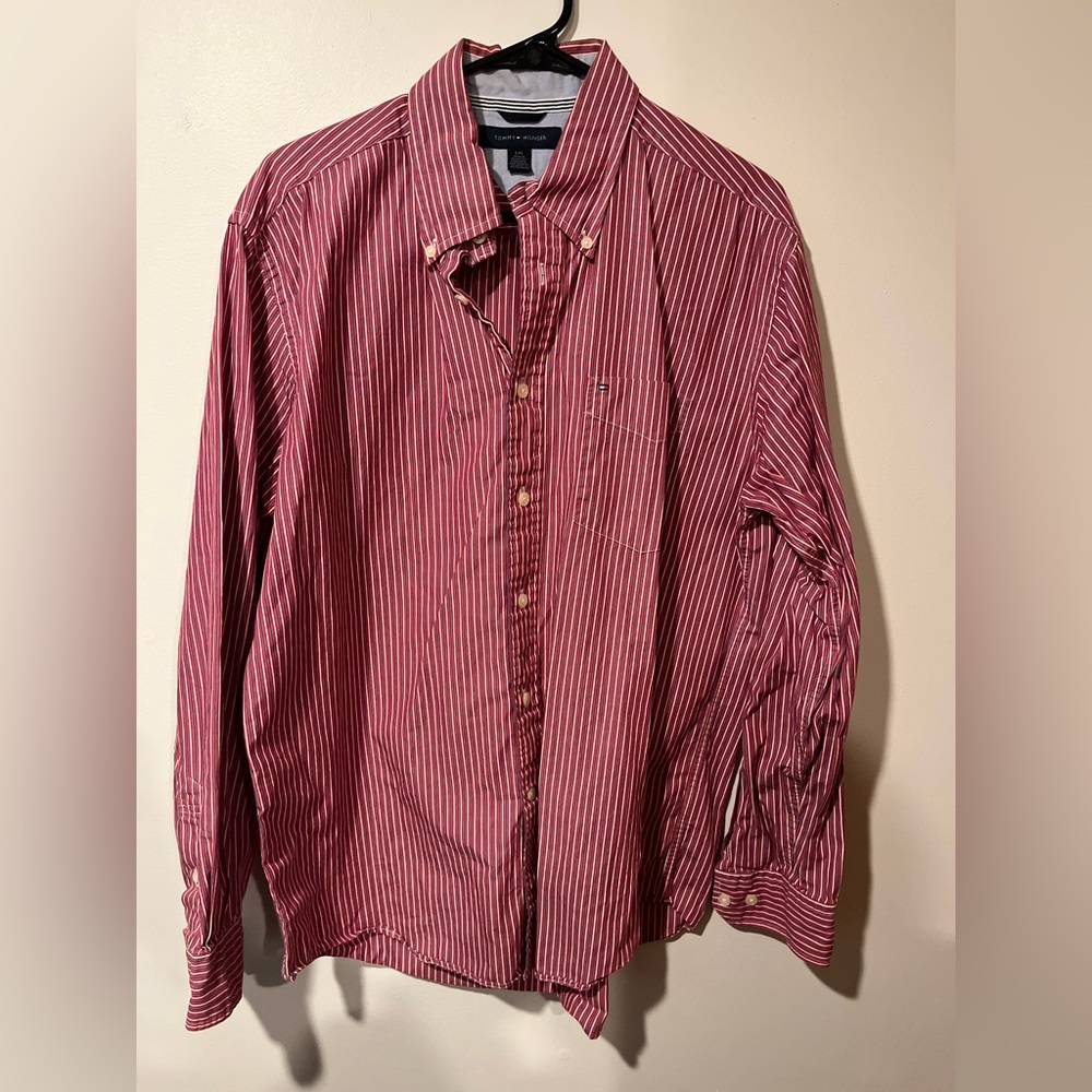 Tommy Hilfiger Men's Red Striped Shirt